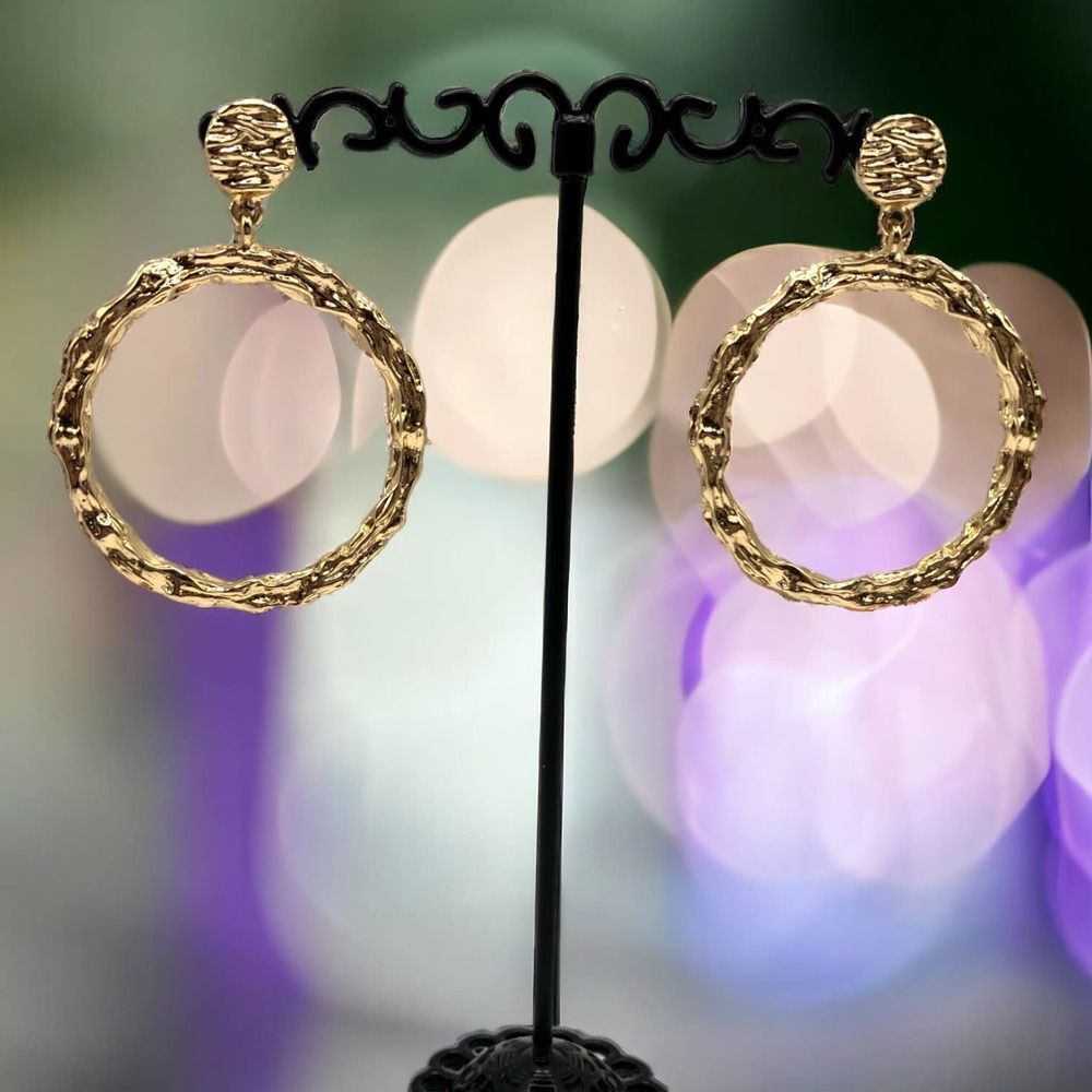 Floret Hoop Dangle Gold-Tone Pierced Earrings!